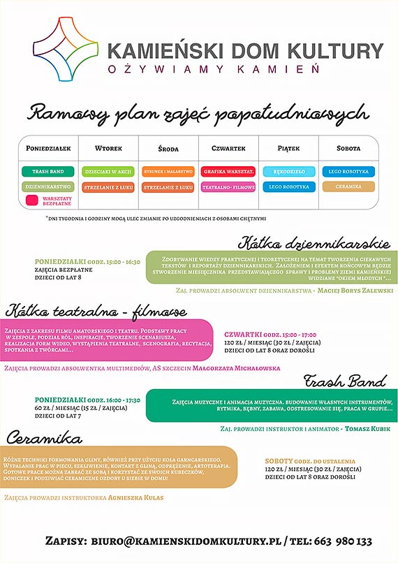 Kamieński Dom Kultury ogłasza nabór na zajęcia