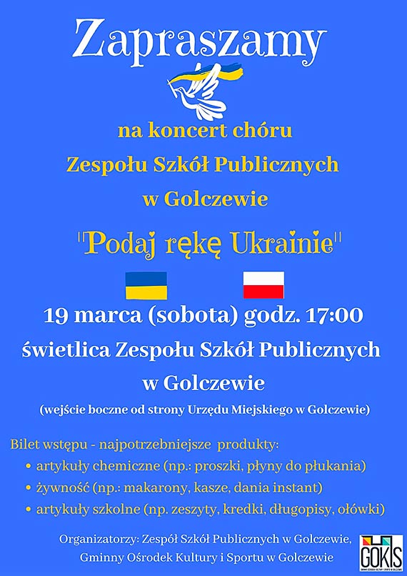 „Podaj rk Ukrainie” - koncert chru Zespou Szk Publicznych w Golczewie