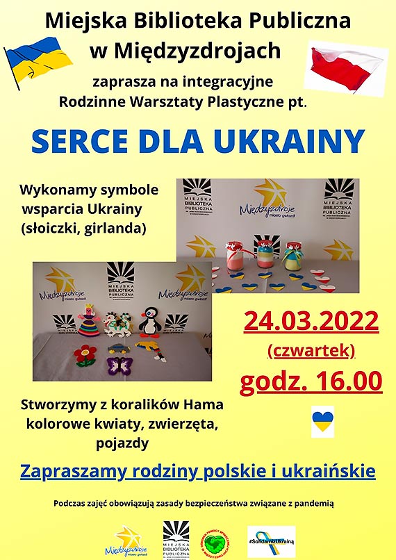 „Serce dla Ukrainy” – Rodzinne Warsztaty Plastyczne w międzyzdrojskiej bibliotece