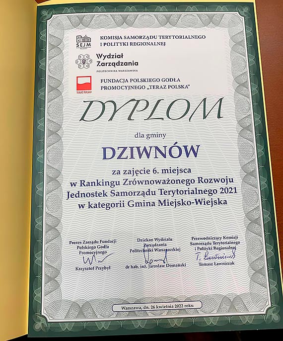 Gmina Dziwnów w czołówce rankingu samorządów