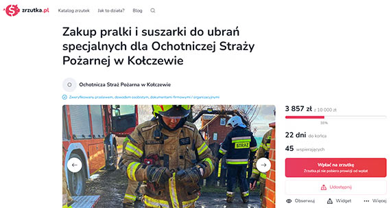 Straacy z Koczewa zbieraj pienidze na zakup pralki i suszarki. Pom druhom, eby nie musieli pra brudnych  ubra z akcji w domowych pralkach!