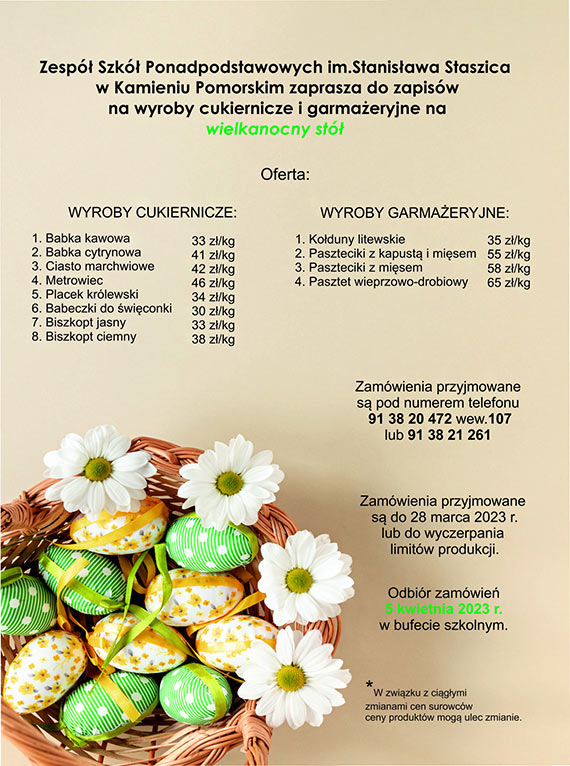 Kiermasz wielkanocny w ZSP w Kamieniu Pomorskim