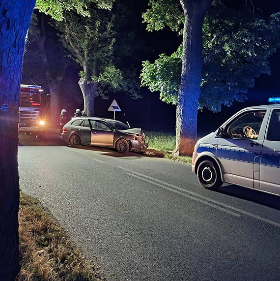Zdarzenie drogowe w Darzowicach - Samochód uderzył w drzewo