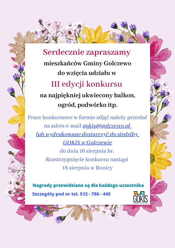 III edycja konkursu na najpiękniejszy ukwiecony balkon, ogród, podwórko czy taras