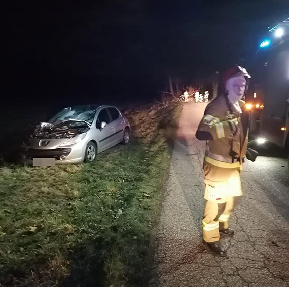 Drzewo spado na przejedajcy samochd