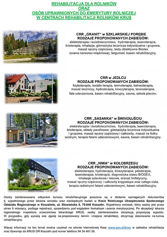 Rehabilitacja dla rolnikw