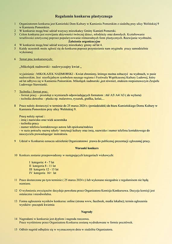 Konkurs Plastyczny inspirowany Mikoajkiem Nadmorskim
