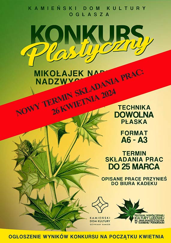  Ogaszamy NOWY TERMIN SKADANIA PRAC na konkurs pt. „MIKOAJEK NADMORSKI- NADZWYCZAJNY KWIAT”