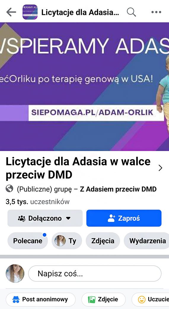 Zbiórka dla Adasia
