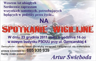 Spotkanie Wigilijne dla osb samotnych i potrzebujcych