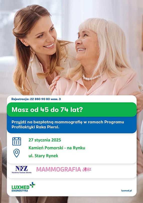 Bezpłatna cyfrowa mammografia LUX MED w styczniu 2025 - Międzyzdroje, Wolin, Kamień Pomorski (powiat kamieński)