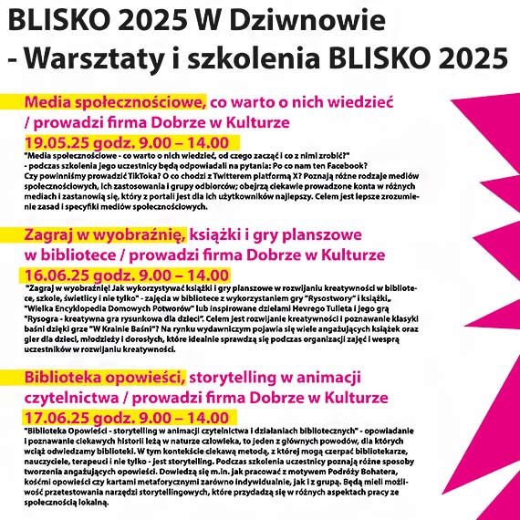 Biblioteka w Dziwnowie zaprasza odkrywców wyobraźni – majowe spotkania i warsztaty w ramach programu BLISKO 2025