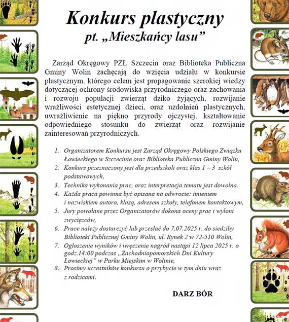 Konkurs plastyczny „Mieszkańcy lasu” – zaproszenie do udziału