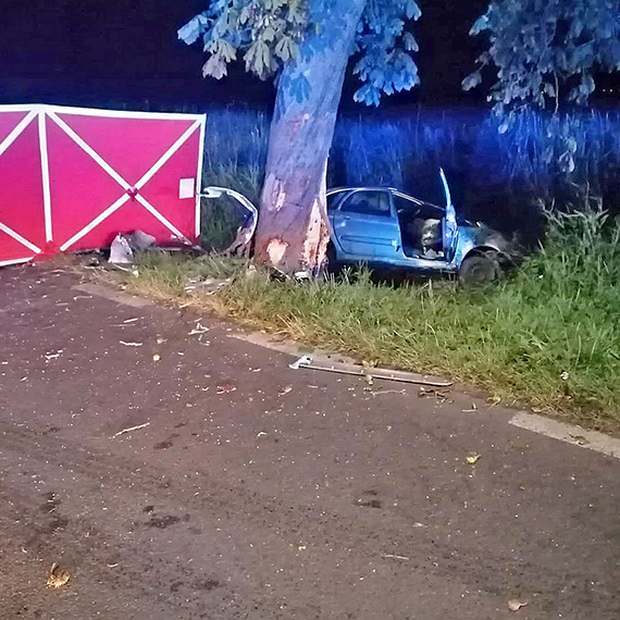 Citroën roztrzaskany o drzewo. Kierowca zginął na miejscu