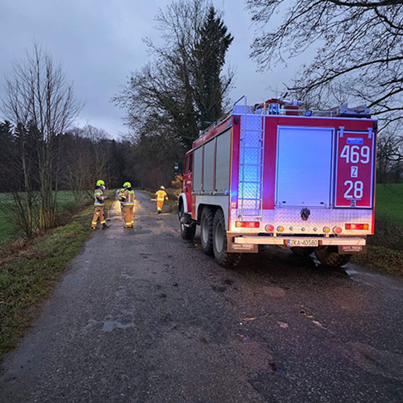 Drzewo run�o na jezdni� mi�dzy Stuchowem a Cies�awiem. Interweniowa�y dwa zast�py OSP