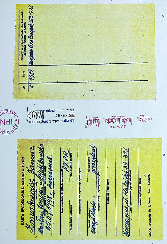  �murkiewicz i „��ta karta” ewidencyjna cz�onka ORMO. Dokument, kt�ry mia� znikn��, dzi� potwierdzony i prawdziwy. Zobacz film!