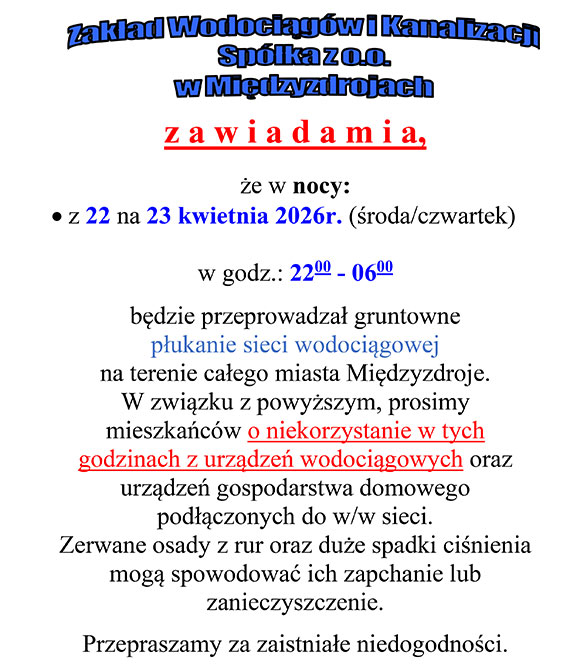 Nocne p�ukanie sieci w Mi�dzyzdrojach. W tych godzinach nie korzystaj z wody