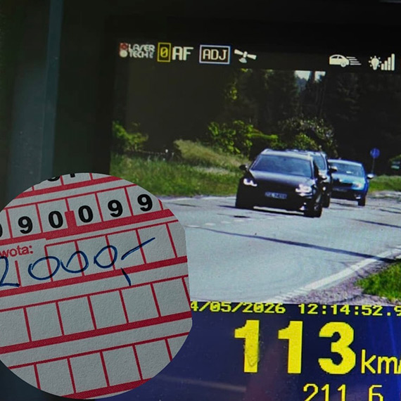 2000 z� mandatu, 14 punkt�w karnych i zatrzymane prawo jazdy. 26-latek p�dzi� 113 km/h w terenie zabudowanym