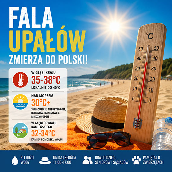 Fala upałów zmierza do Polski. Mieszkańcy powiatu kamieńskiego powinni zachować ostrożność