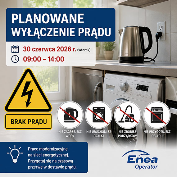 Planowane wy��czenie pr�du w Wapnicy. Mieszka�cy cz�ci ul. Turkusowej musz� przygotowa� si� na przerw�