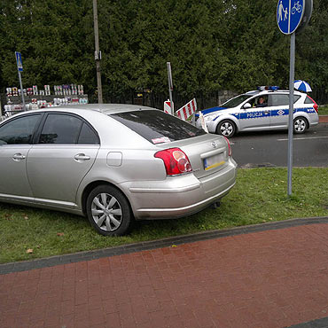 Kamie� Pomorski: Zaparkowa� na trawniku pod okiem policjant�w