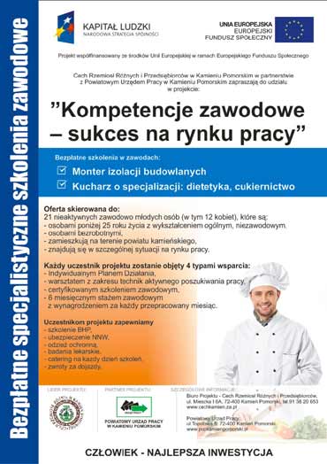 Kamie� Pomorski: Bezp�atne szkolenia dla cukiernik�w, dietetyk�w i monter�w izolacji budowlanych