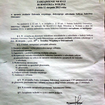 Chc� odwo�a� so�tysa Ostromic