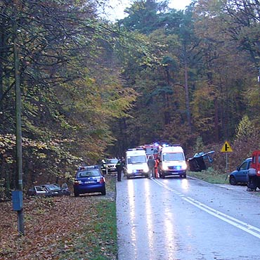 Gro�ny wypadek na drodze krajowej nr 102. Trzy osoby zabrane do szpitala