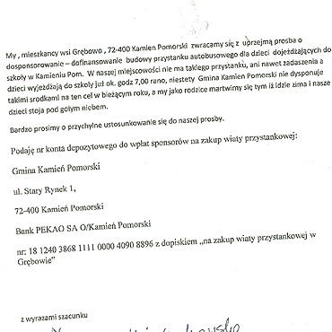 Mieszka�cy zbieraj� na przystanek dla dzieci