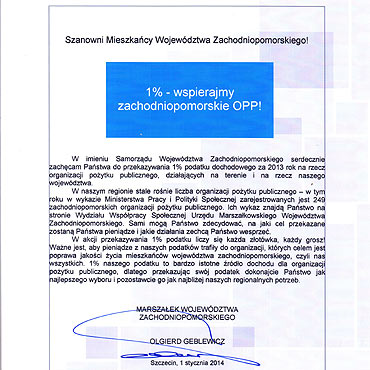 Apel Marszałka województwa zachodniopomorskiego!
