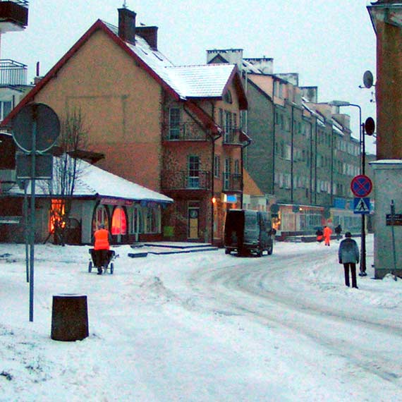 Kamień Pomorski pokryty śnieżnym puchem